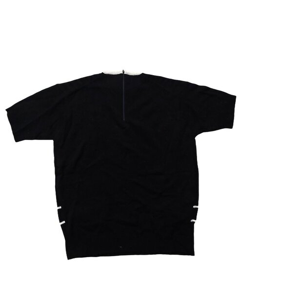 Vintage 1940s-1950s Black & White Ribbed Crewneck Short Sleeve Knit Sweater Top - Picture 5 of 7